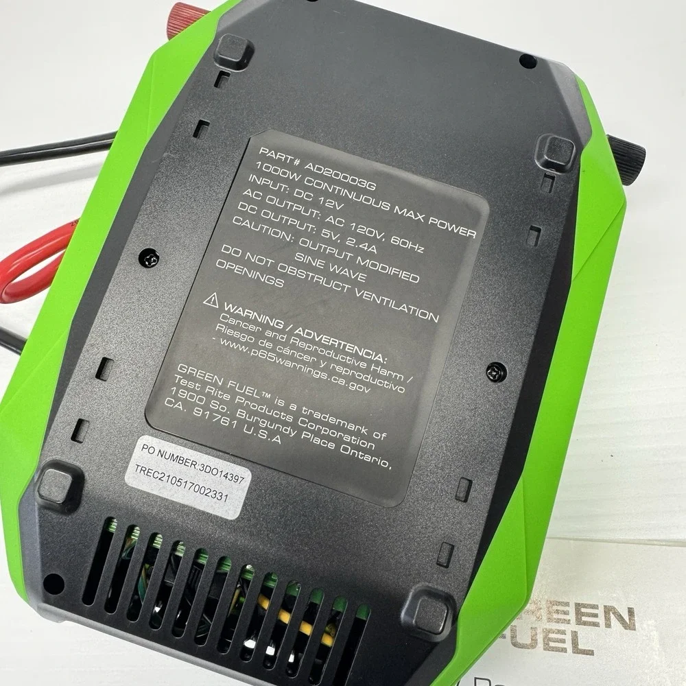 Green Fuel 1000W Power Inverter 12V DC to 120V AC Modified Sine Wave w/ USB